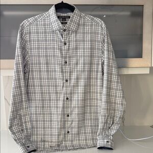 Michael Kors Men's Light Gray Checkered Shirt